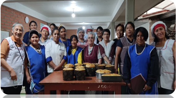 Local mothers in a bakery class